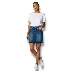 Articles Of Society Stacy Dark Wash Denim Skirt Raw Hem sz 28